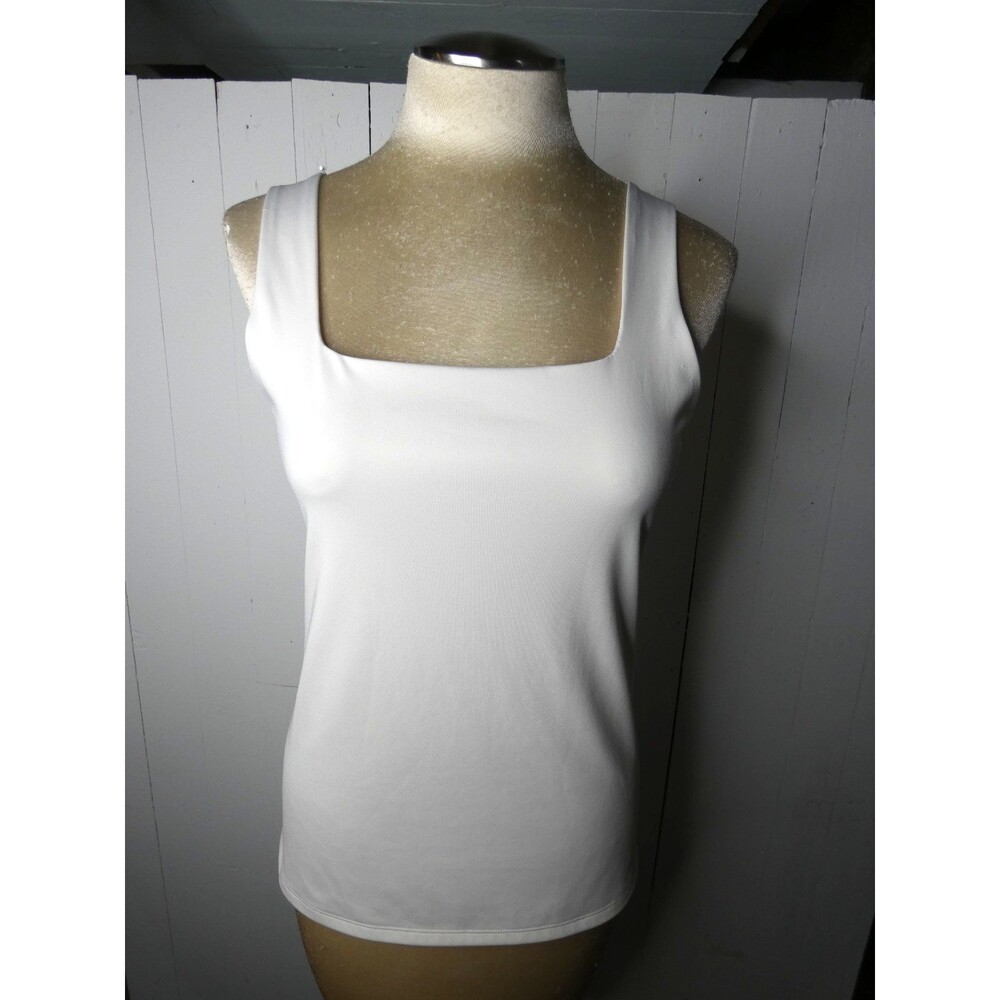 Nine West Women's L Ivory Spandex Seamless Tank Top Stretch Square Neckline